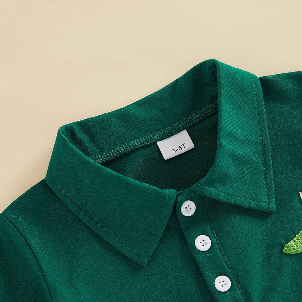 Baby Boy Golf Outfit Hole in One Embroidery Contrast Color Lapel Collar Shirt Solid Shorts Set Toddler Summer Clothes