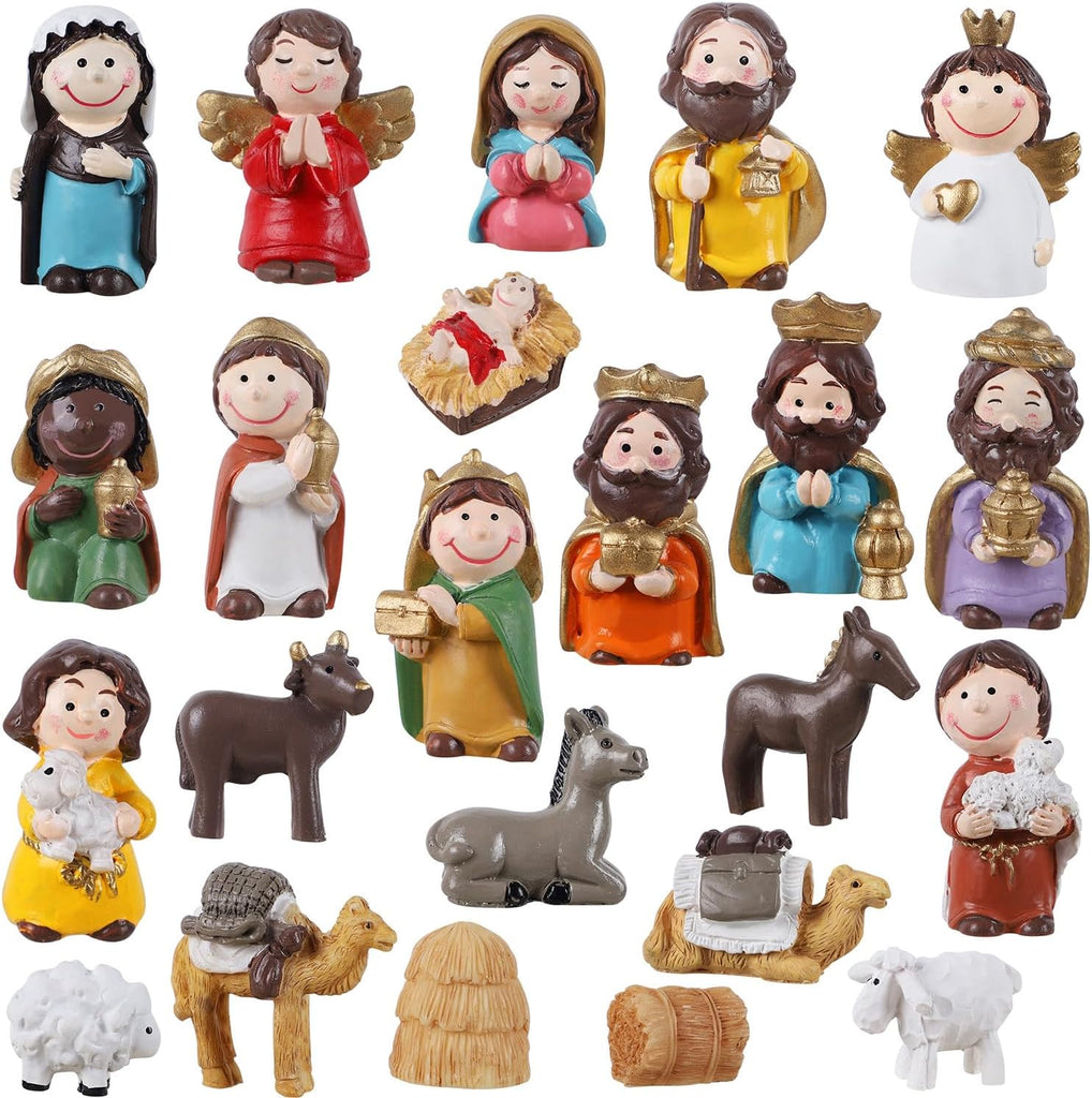 Nativity Advent Calendar, Countdown to Christmas Advent Calendar with 24 Pieces Figures & 24 Drawers, Christian
