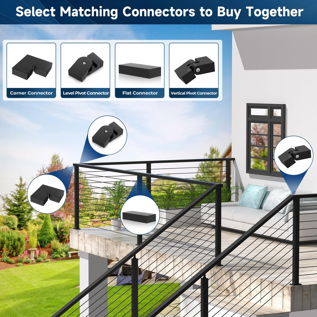 10FT Black Stainless Steel Cable Railing Handrail with POM Connector