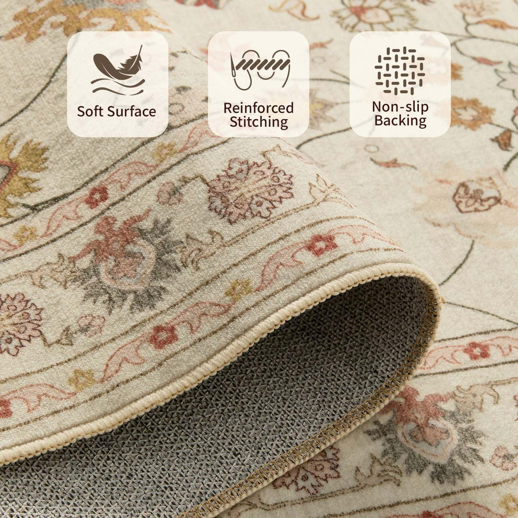 2x10 Beige Floral Runner Rug s Kitchen