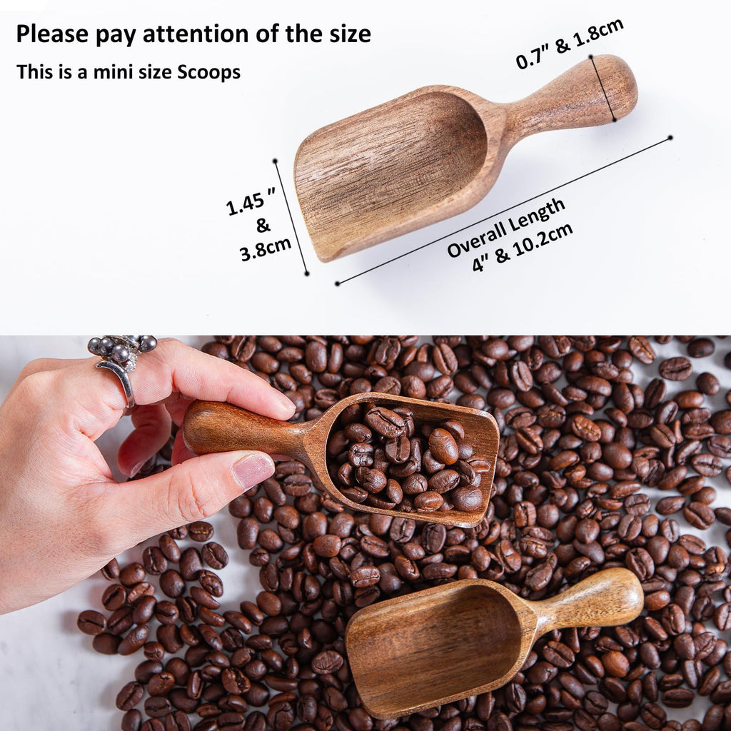 Wooden Scoop for Canisters 6PCS Acacia Wood Scoops for Jars Measuring Spoons for Ground Coffee Scoops Wooden Scoops