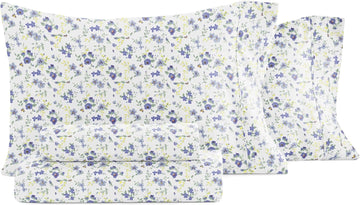 4 Piece Queen Sheet Set - Breathable, Double-Brushed Patterned Cooling Sheets - Ultra Soft & Wrinkle-Free 16"