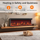 50-inch 3-Sided Wall Mount Electric Fireplace, Recessed & Built-in Design with Wi-Fi/Remote, 1500W Heater