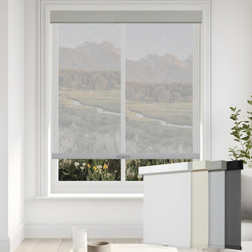 Free-Stop Cordless Solar Shades Light Filtering Roller Shades for Windows Flame Retardant UV