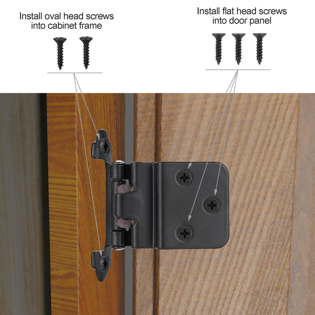 Matte Black Cabinet Hinges, 3/8" Inset, 4 Pack