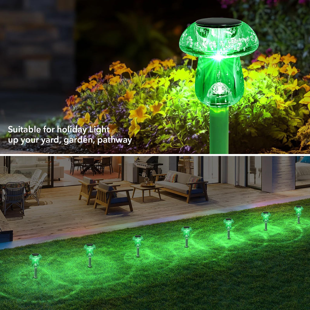Solar Lights Outdoor, St Patricks Day 16 Pack Mushroom Landscape Lights Waterproof, Solar Powered LED Lighting for