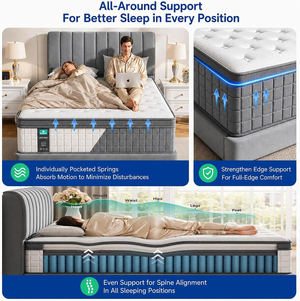 King Size 12 Inch Hybrid Mattress in a Box, 2026 Upgraded Luxury, Gel Memory Foam, Individual Pocket Spring, Medium
