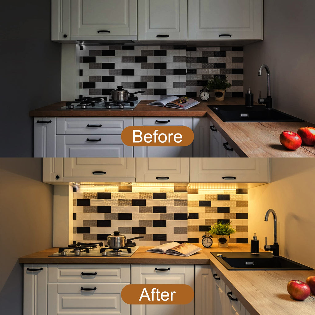 Under Cabinet Lighting, 2pcs 12" 3000K Dimmable LED Closet Light, USB Plug, Memory Function, Linkable Cabinet Light