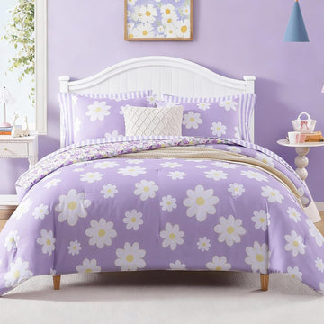Twin XL Comforter Set for Girls, Daisy Kids Bedding Set Reversible with Cute Floral, All Season Bed in a Bag Dorm 5