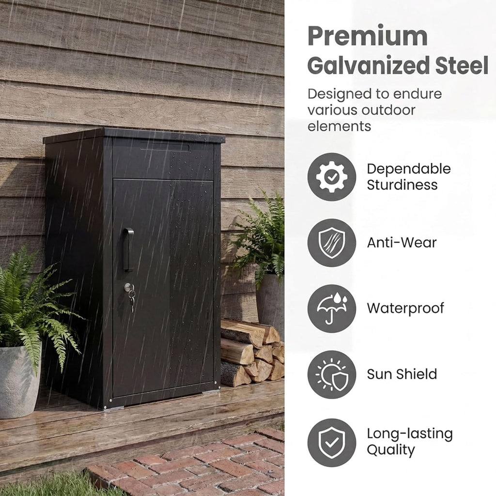 Large Outdoor Package Delivery Box Galvanized Steel Mailbox with Lockable Door, Combination Lock