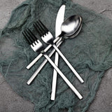 Cube 20-Piece Forged Silverware Set Stainless Steel Flatware Set,Service for 4,Matte Satin Polished Cutlery Set