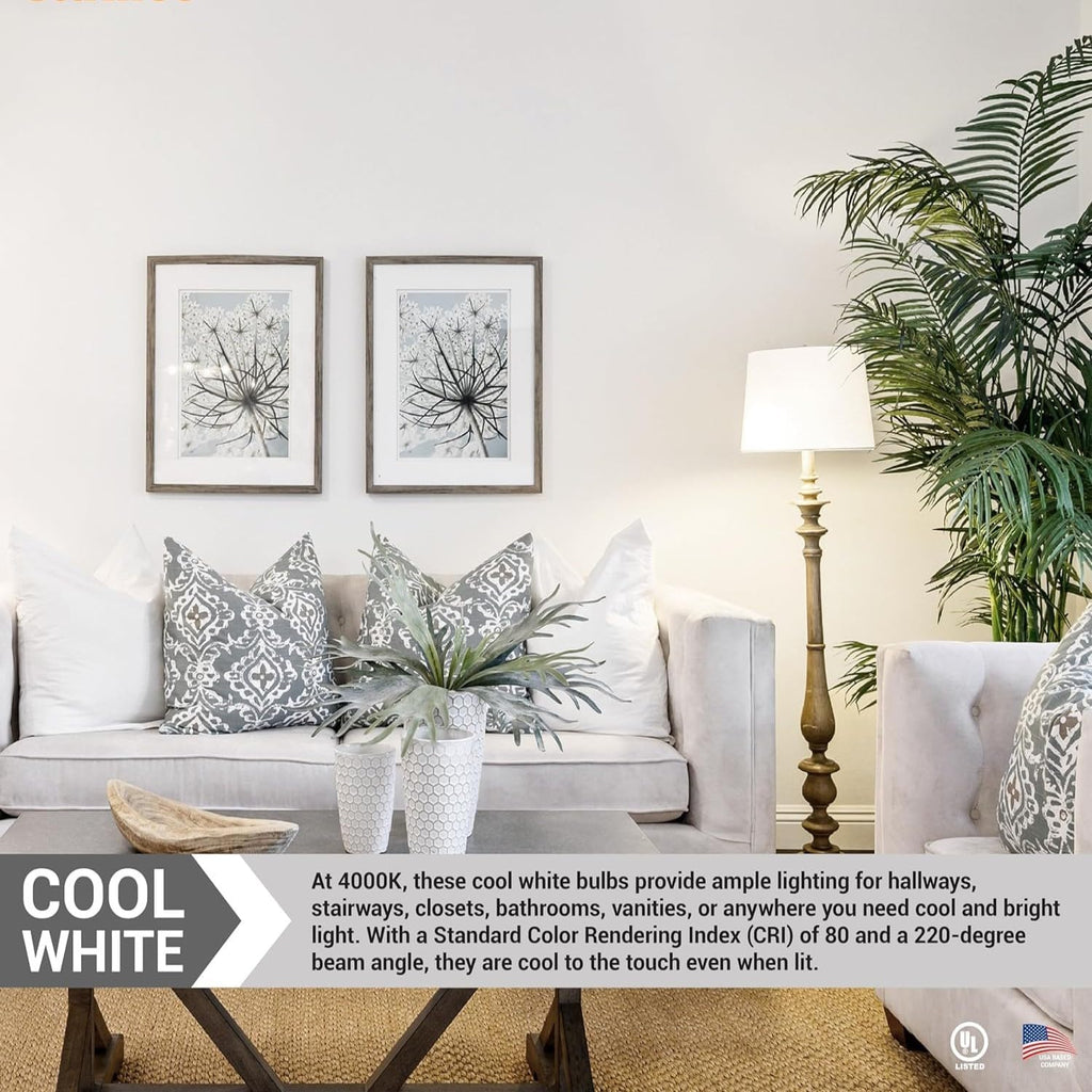 A21 LED Light Bulb 18W (150W Equivalent) 2600 Lumens Dimmable 4000K Cool White E26 Medium Base 220° Beam Angle UL