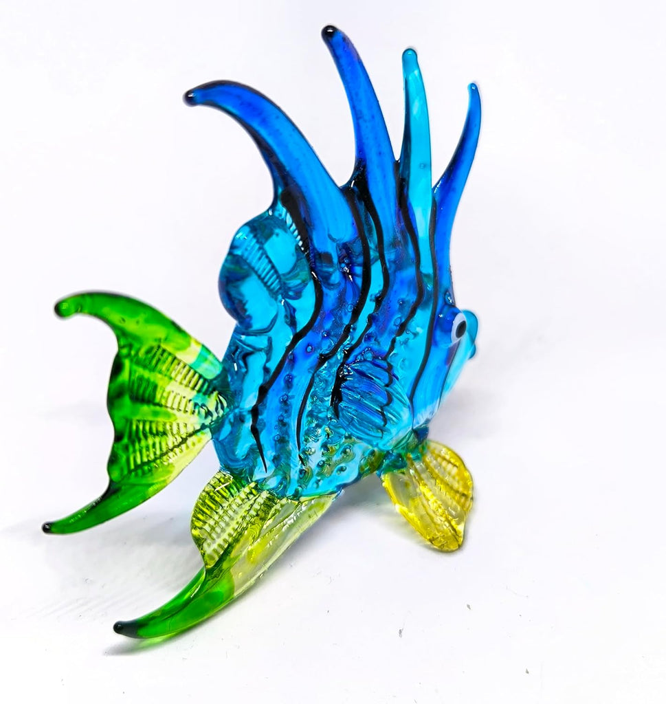 Handcrafted Blue Glass Fish Figurine Exquisite Hand Blown Aquarium Collectible Coastal Style Deco