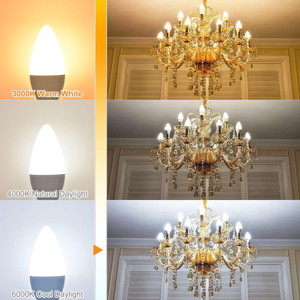 E12 LED Candelabra Light Bulbs 60W Equivalent 6000K Cool Daylight