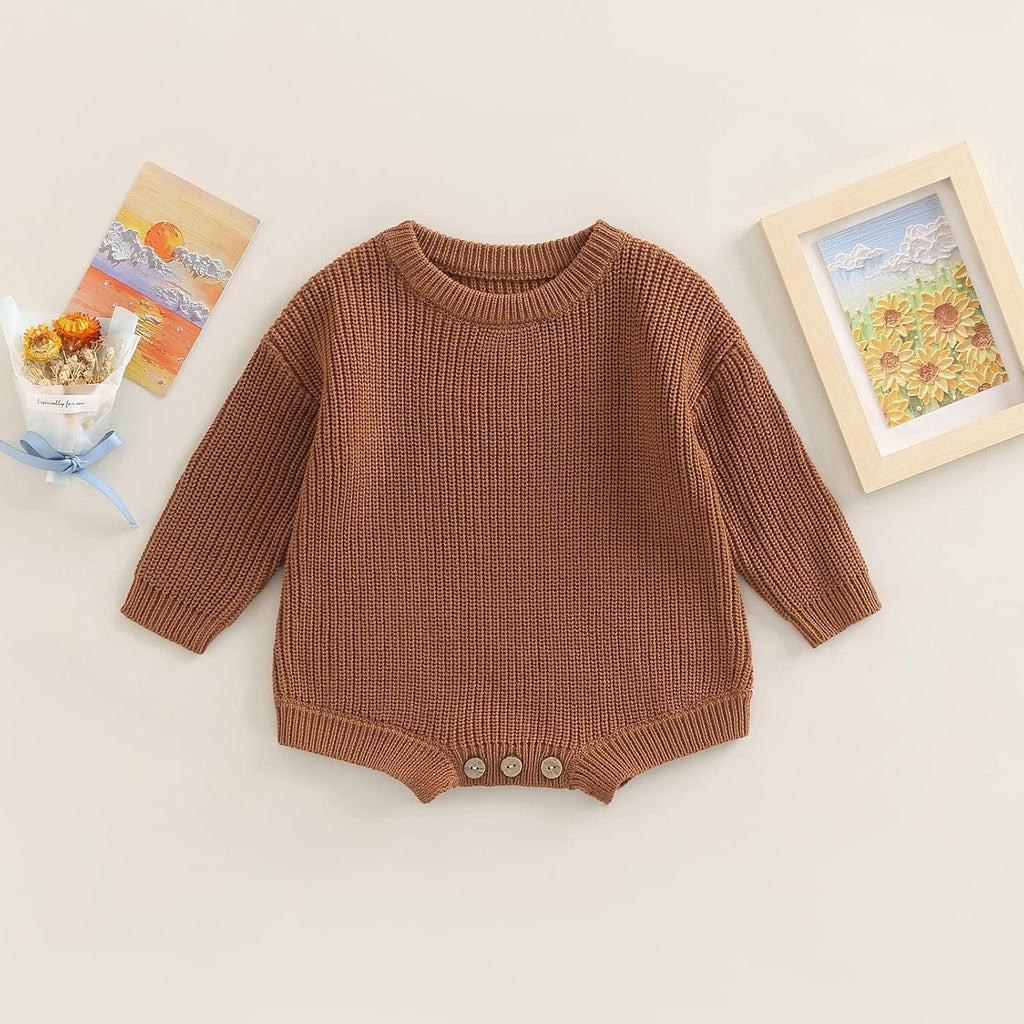 Baby Boy Girl Sweater Oversized Long Sleeve Knitted Romper