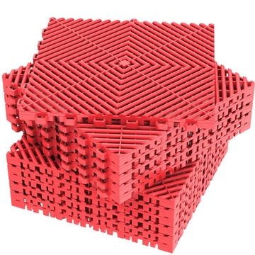 12-Pcs Interlocking Tile, 12" x 12" Indoor/Outdoor Self-Drainage Interlocking Floor Tiles, Non-Slip Heavy-Duty