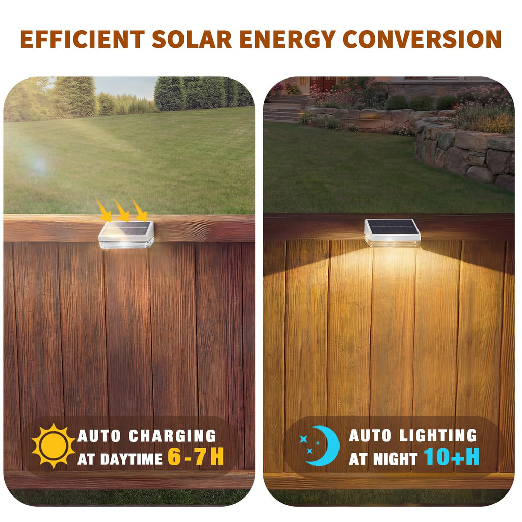 Solar Fence Lights 20 Pack, Outdoor Solar Lights with 3 Color Temperatures, IP65 Waterproof Wide-Angle LED Lighting