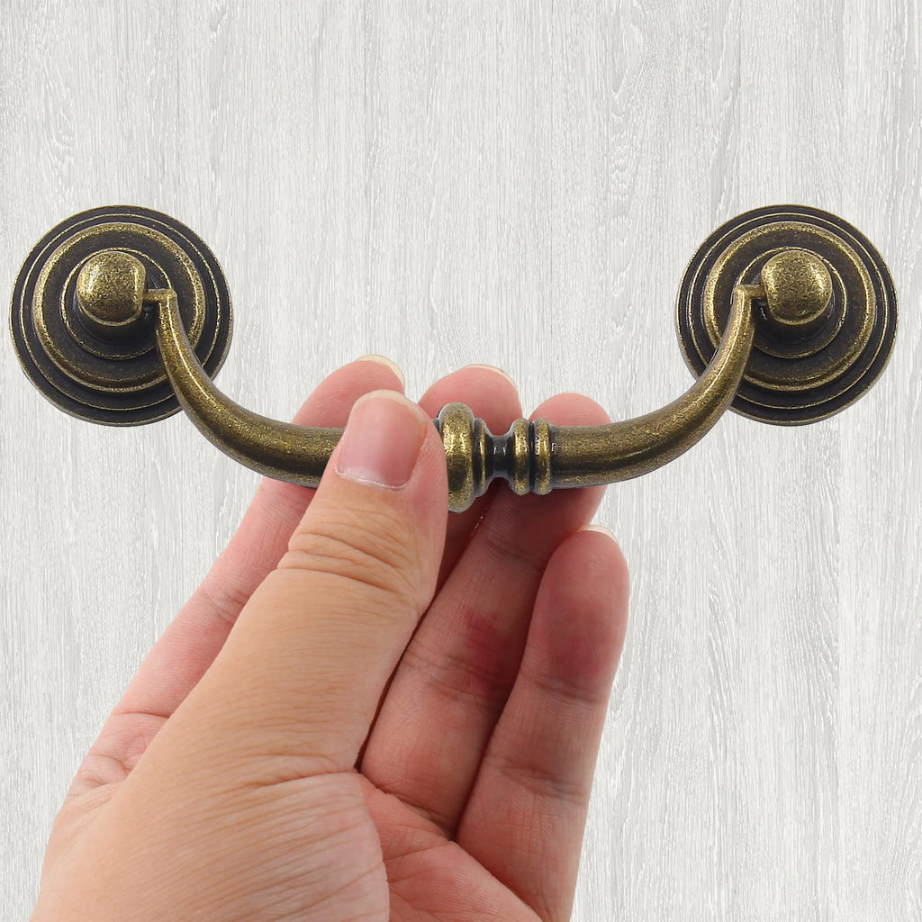 6PCS Antique Drop Bail Drawer Pulls, 3.5" Hole Center