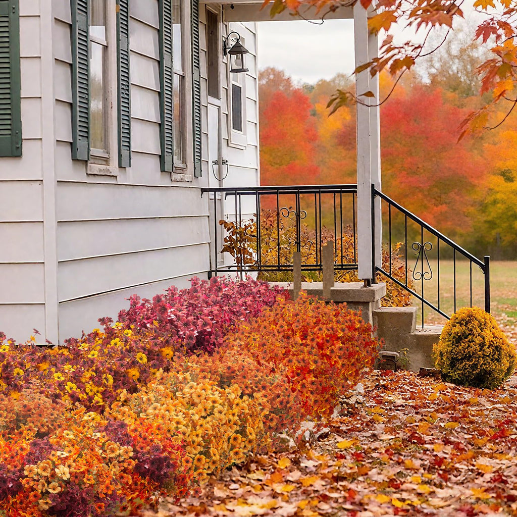 20 Bundles UV Resistant Artificial Fall Flowers Outdoor - Fake Autumn Plants for Thanksgiving Porch, Pumpkin Decor