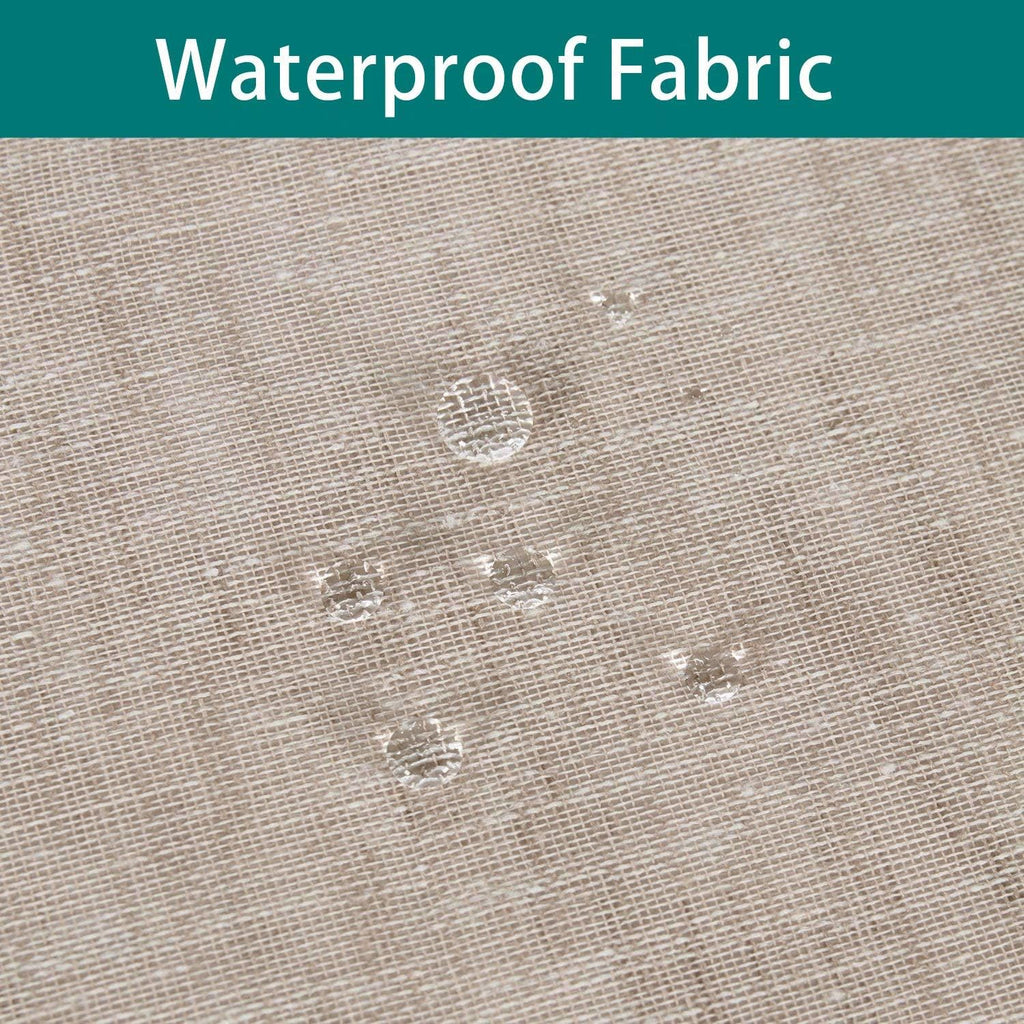 Burlap Linen Look Outdoor Curtain 2 Panels | Waterproof Sheer Curtains for Pergola, Porch, Cabana, Gazebo Grommet