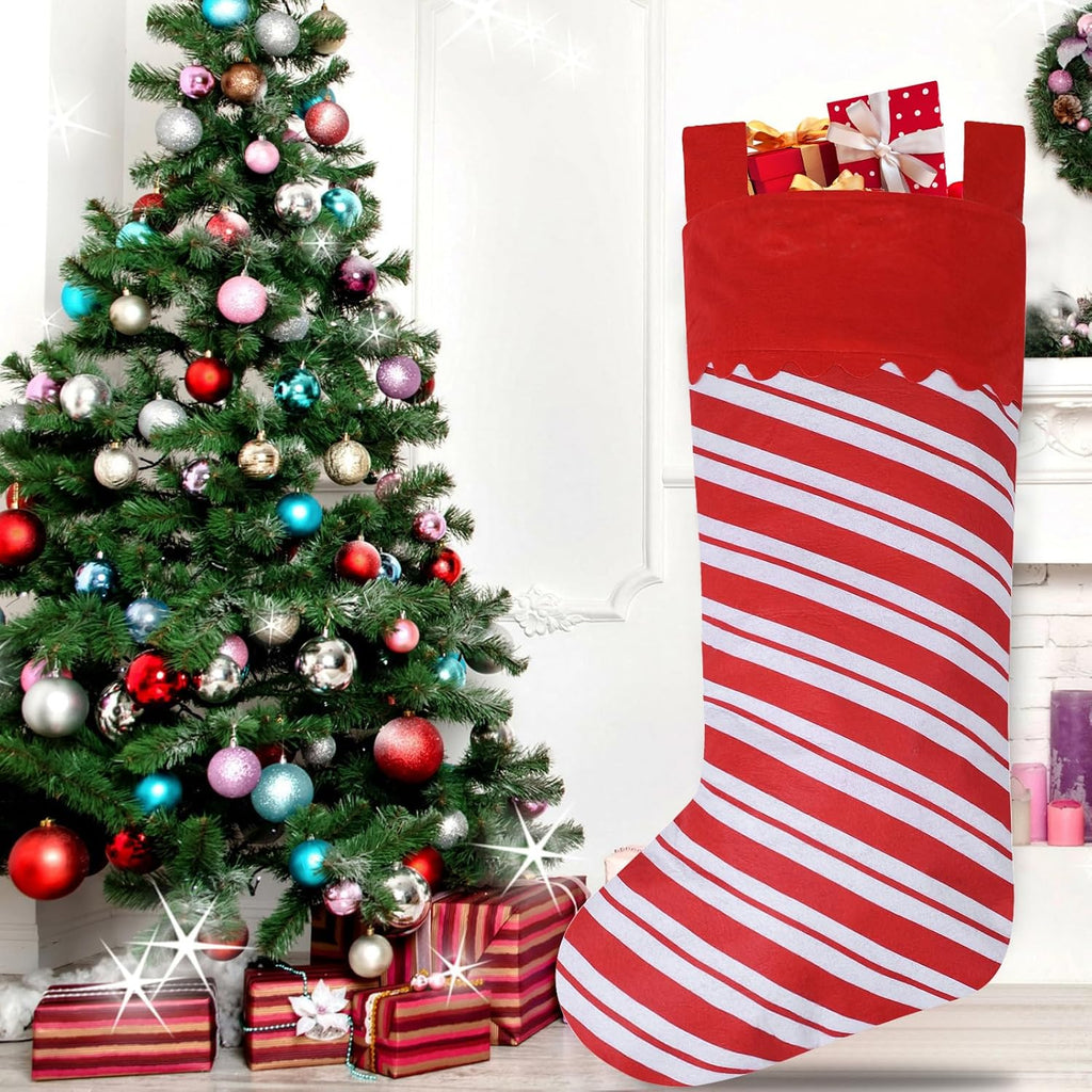 Jumbo Candy Cane Christmas Stockings 38 Inches Felt Xmas Stockings - Set of 2