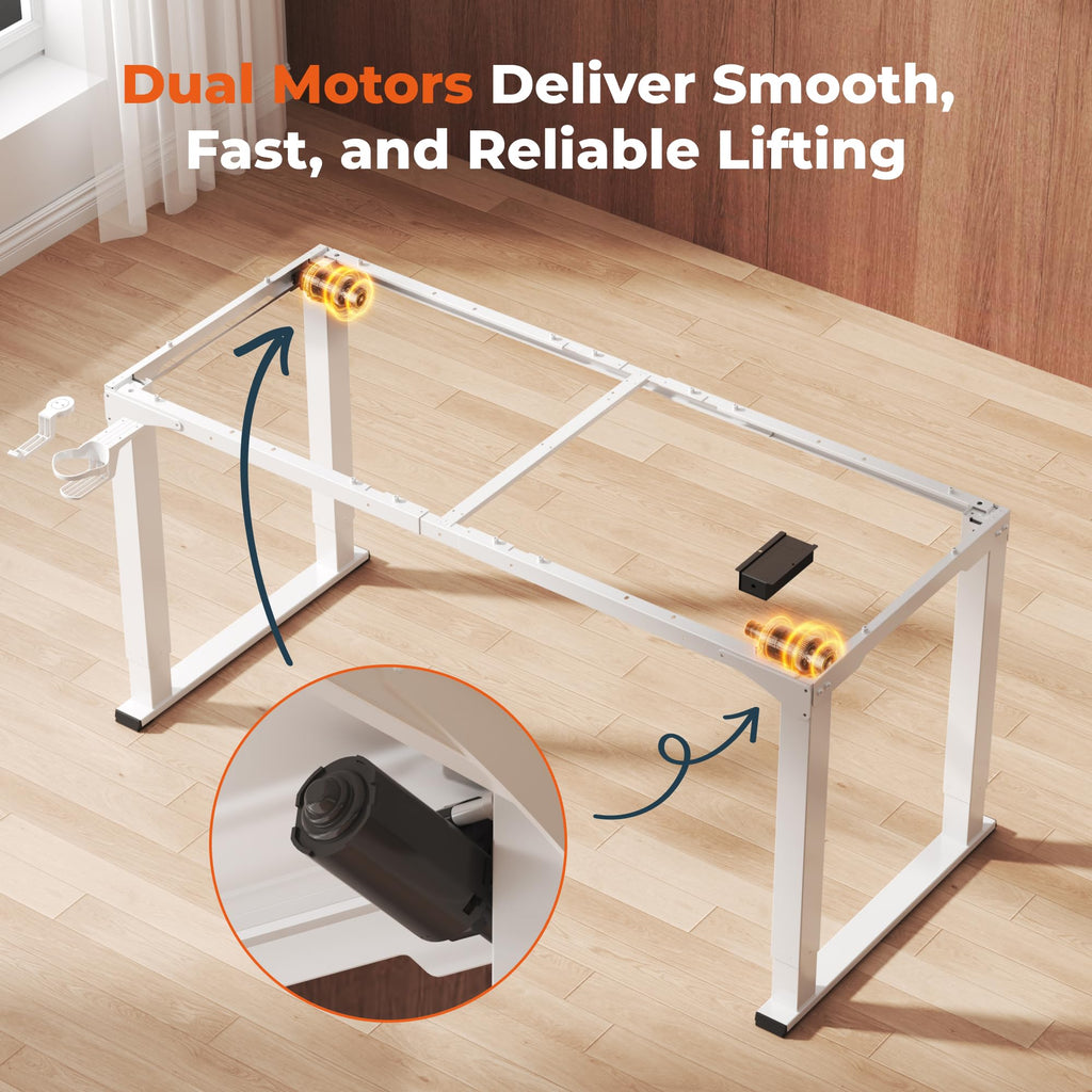 71x31'' Large 4 Leg Dual Motor White Standing Desk
