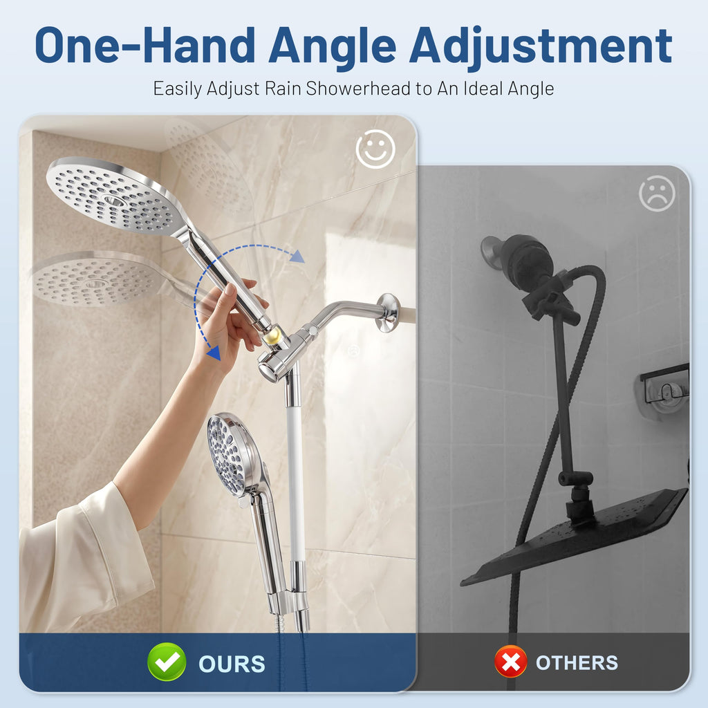 Dual Filtered Rain Shower Head Combo, Handheld Shower Head with Adjustable Bar - Rainfall Shower Head And Showerhead