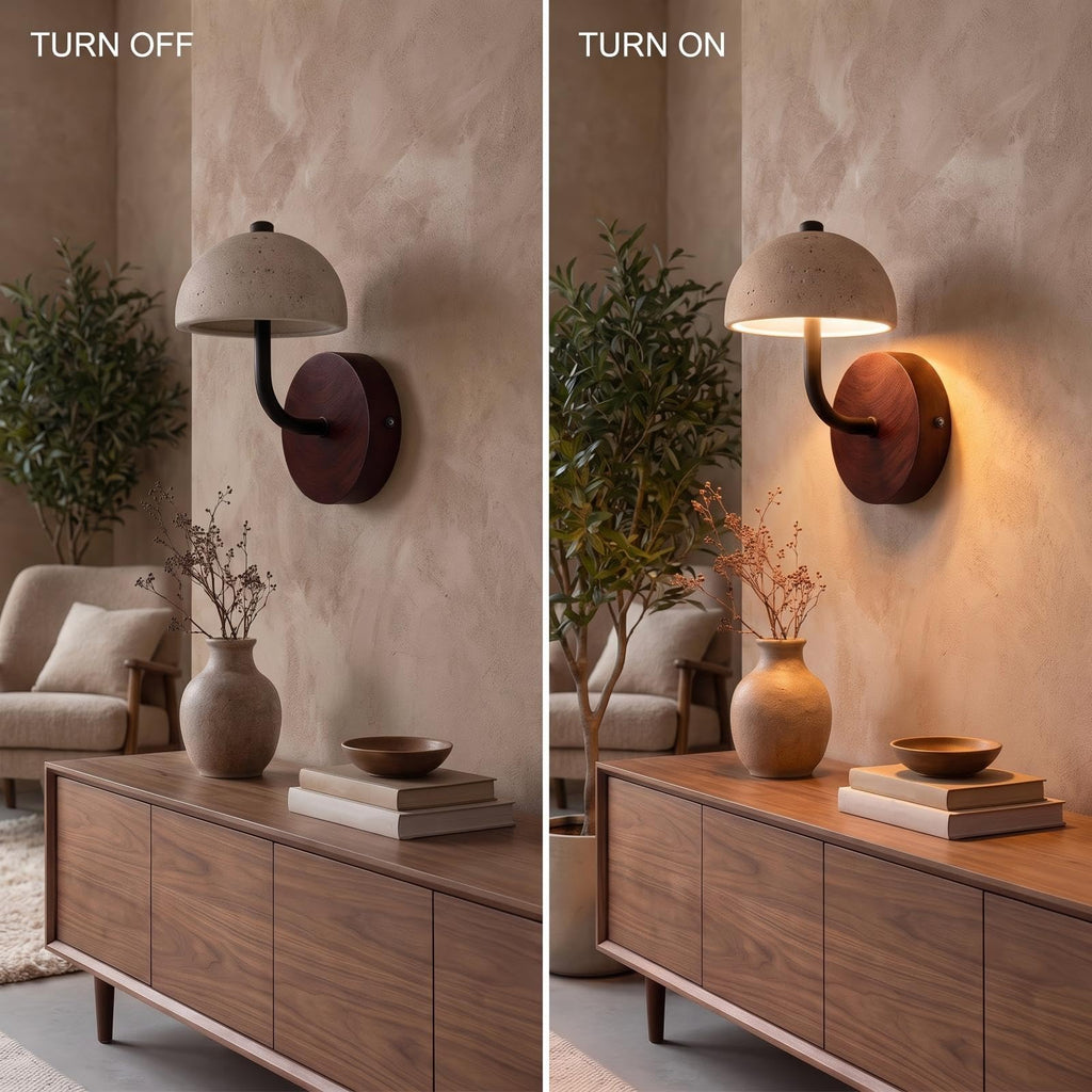 Wabi Sabi Yellow Travertine Wall Sconce Natural Stone Wall Lamp