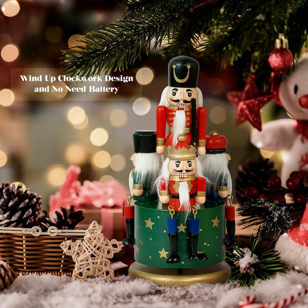 Nutcracker Christmas Decorations of Music Box - Wooden Nutcracker Figures Christmas Ornaments Gifts for Indoor