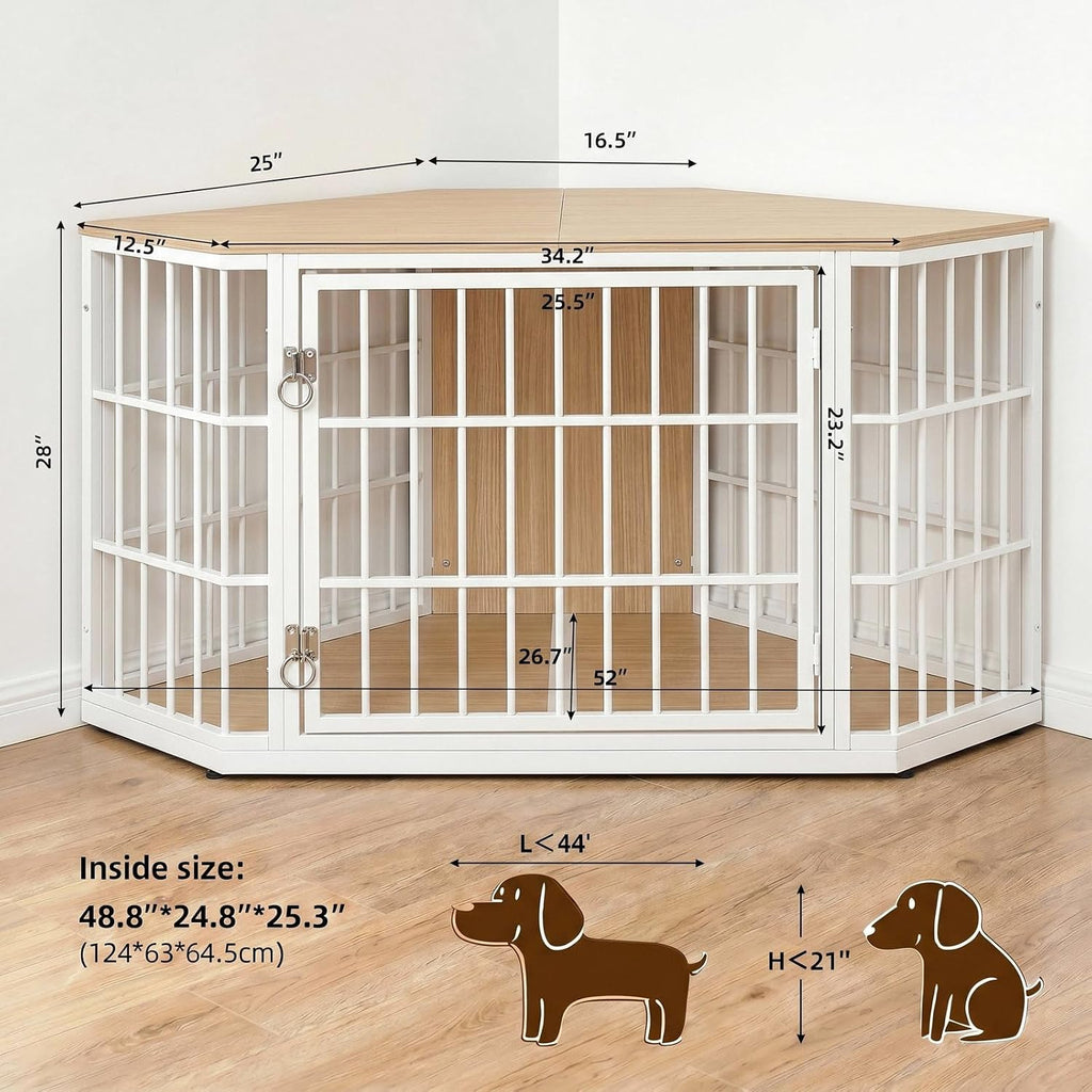 Dog Crate Furniture Corner for Large Dogs, Natural