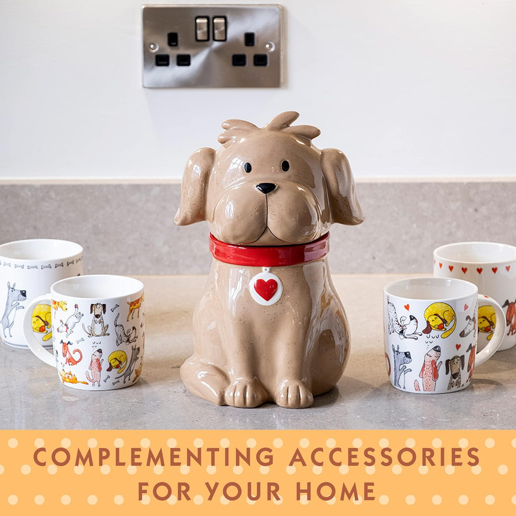 Ceramic Cookie Jar with Lid, Large Dog Treat Jar for Cookies & Biscuits, Cute Novelty Storage Container Counter