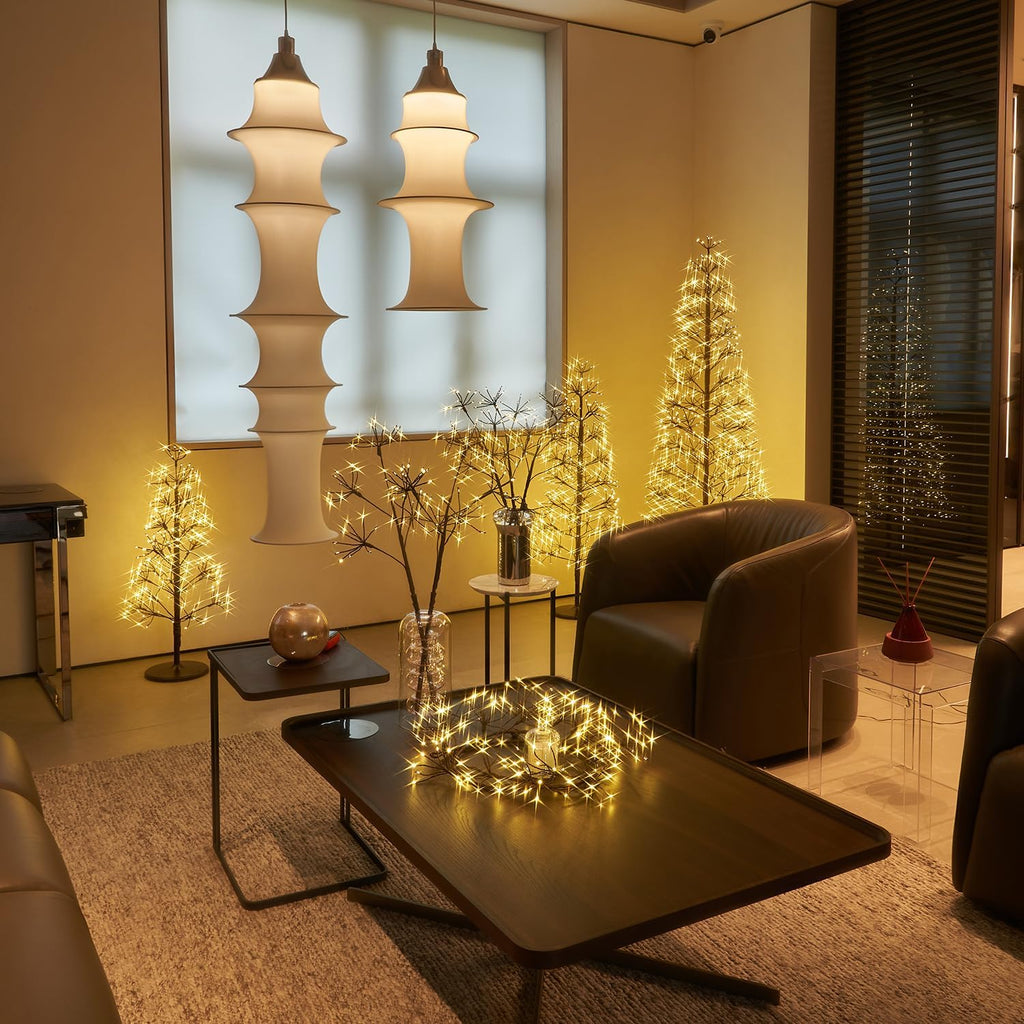 Lighted Brown Starburst Tree with 720L Warm White Fairy Lights 6FT, Twig Tree with Lights for Indoor Outdoor Home