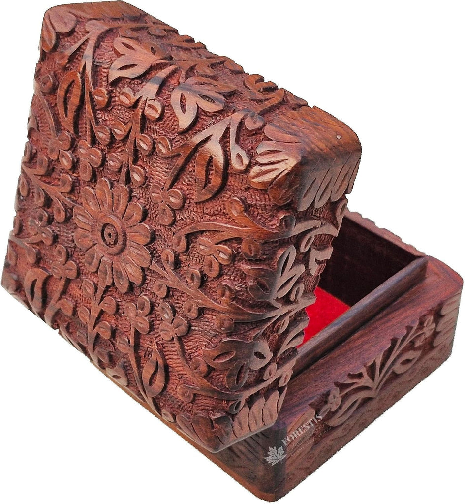 Handmade Decorative Wooden Jewelry Box, Kit, Vanity,Trinket, Organizer For, Ladies, Men, Women, Gold