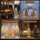 4 Pcs 10 Arm Wedding Gold Candelabra Floor Centerpieces with 40 LED Candle 46.5'' Tall Candlestick Metal Holder with