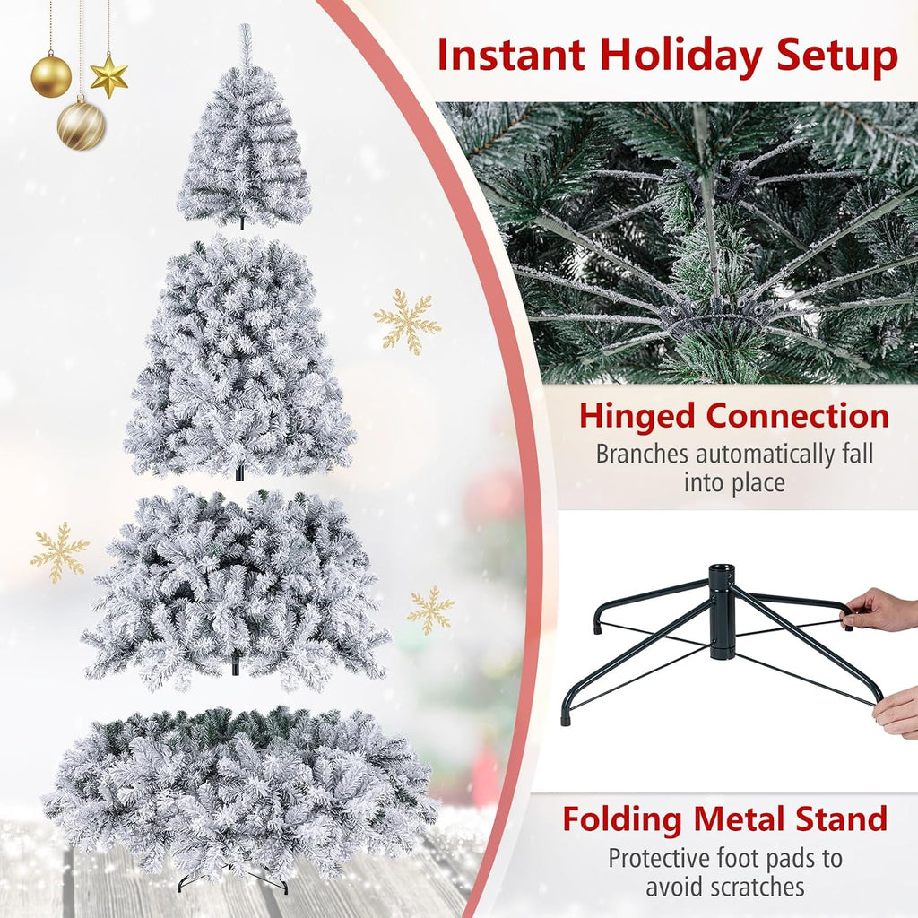 Pre-Lit Snow Flocked Christmas Tree with 550 Lights
