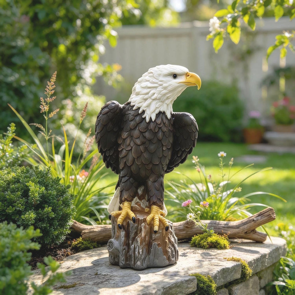 Bald Eagle Statue, Indoor Outdoor Animal Sculptures, Large 14.2"H
