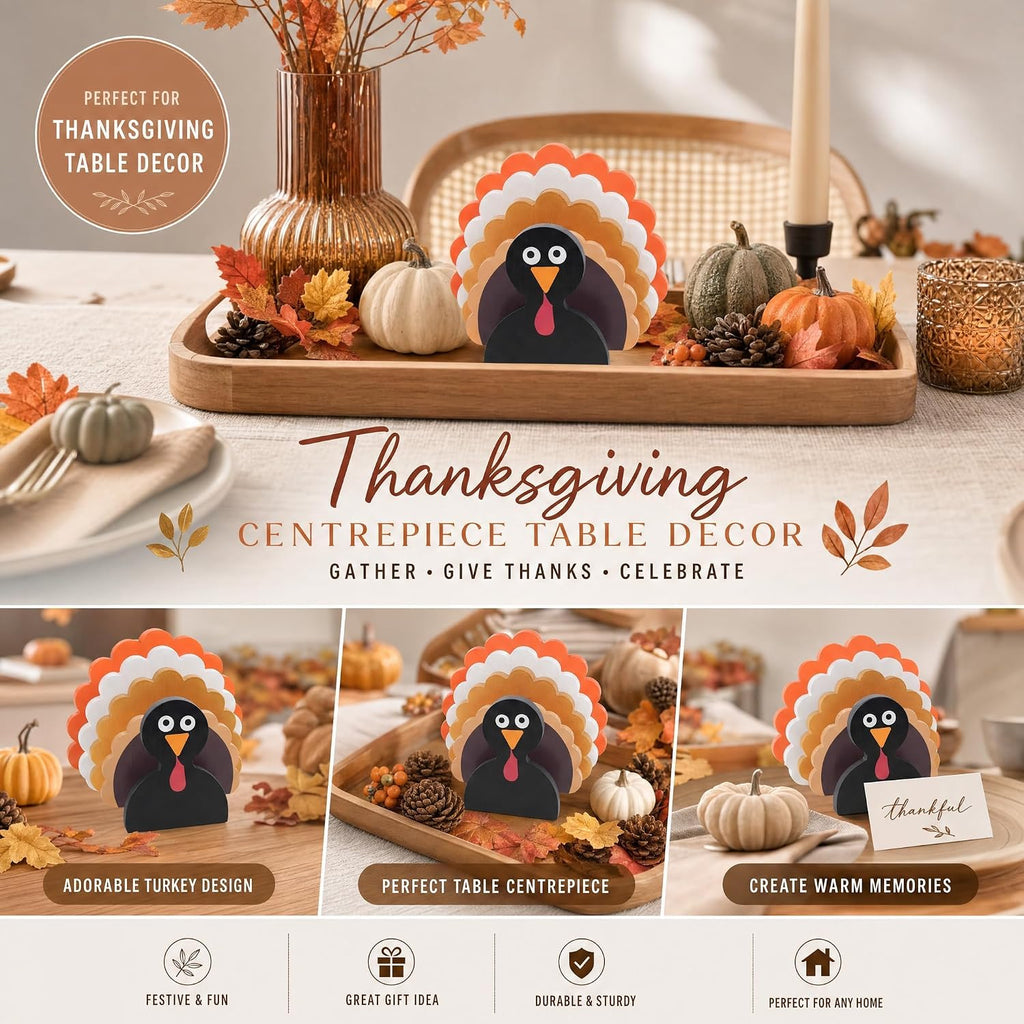 Stackable Wooden Fall Table Turkey Decor