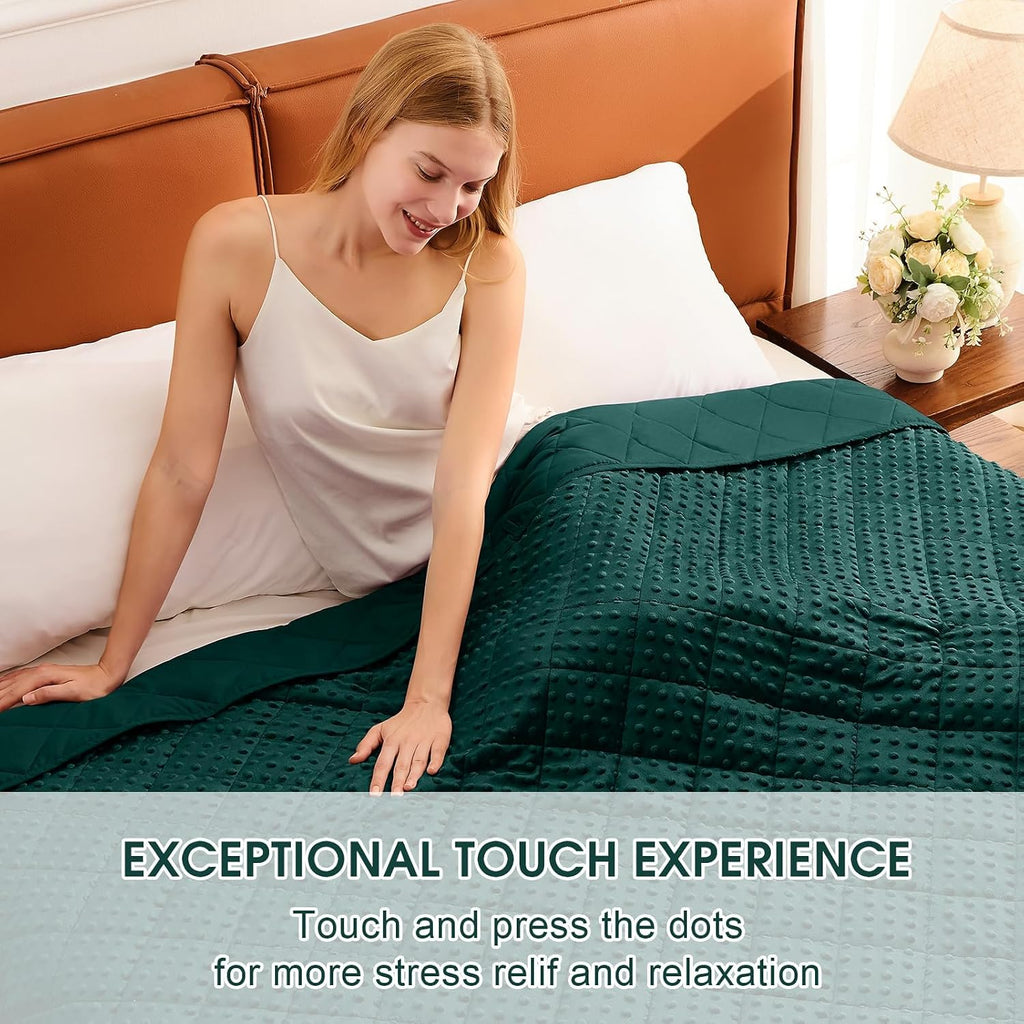 Green Weighted Blanket for Adults 15lbs, 48"x72", Twin Full Size Cooling Minky Heavy Throw Blanket for 140-160lbs