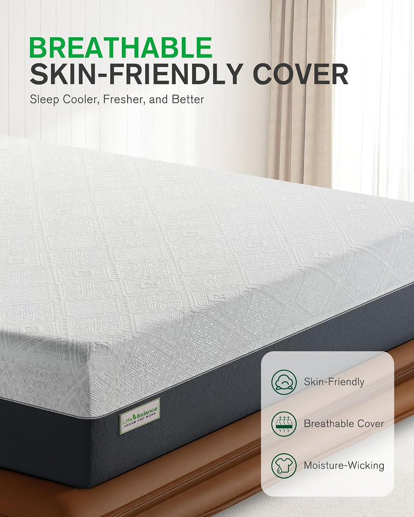 Queen Size Mattress, 10 Inch Cooling-Gel Memory Foam Mattress Made in USA, CertiPUR-US Certified Mattresses in a Box