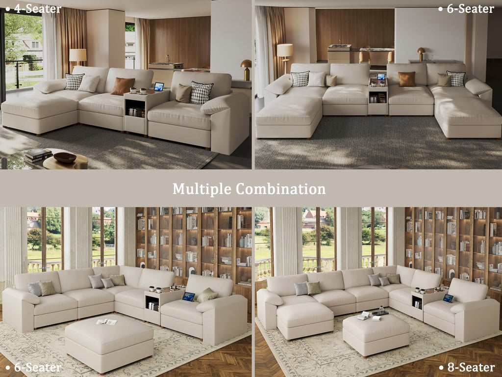 Modular Sectional Sofa, L Shaped Sofas, Beige