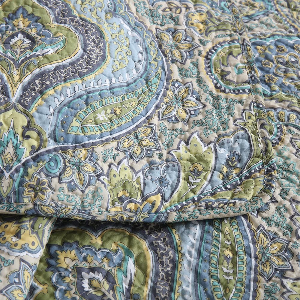 Bedspread Quilt Sets, 3 Pieces Reversible Comforter Coverlet Sets, Classical Damask Paisley