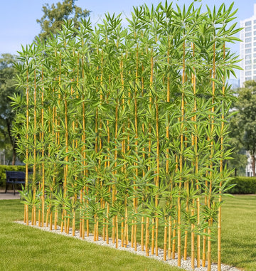 4/5/6/7 ft Faux Bamboo Plant Outdoor 10 Pack, Fake Bamboo with Encrypted Leaves Garden Yard Decor, Privacy Artificial