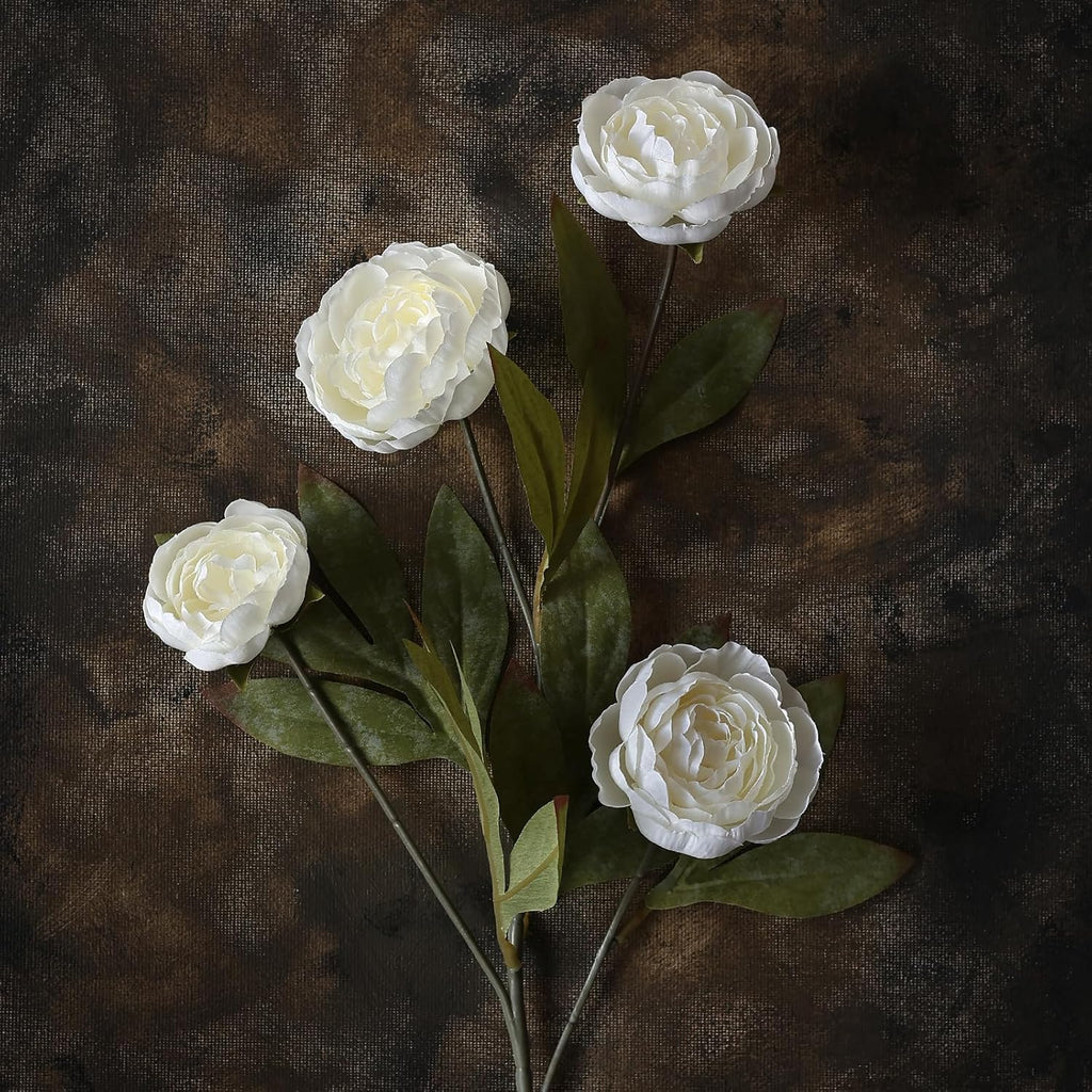 27" Artificial Silk Peony Flower Branches for Vase Home Decor(Cream) - Set of 6