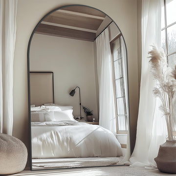 Oversized Floor Mirror Full Length with Stand, 72"X44", Arched