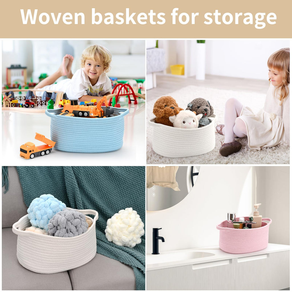 Cute Woven Storage Basket with Handle, Baskets for Gifts Empty
