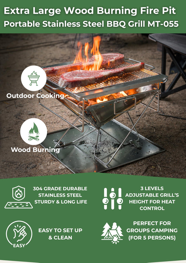 Extra Large Portable Fire Pit Grill Wood Burning