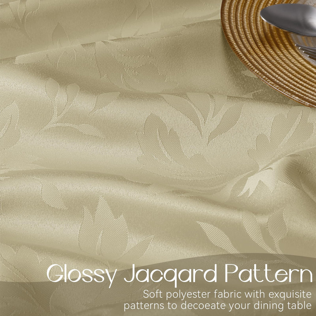 Jacquard Round Tablecloth 70 Inch, Beige