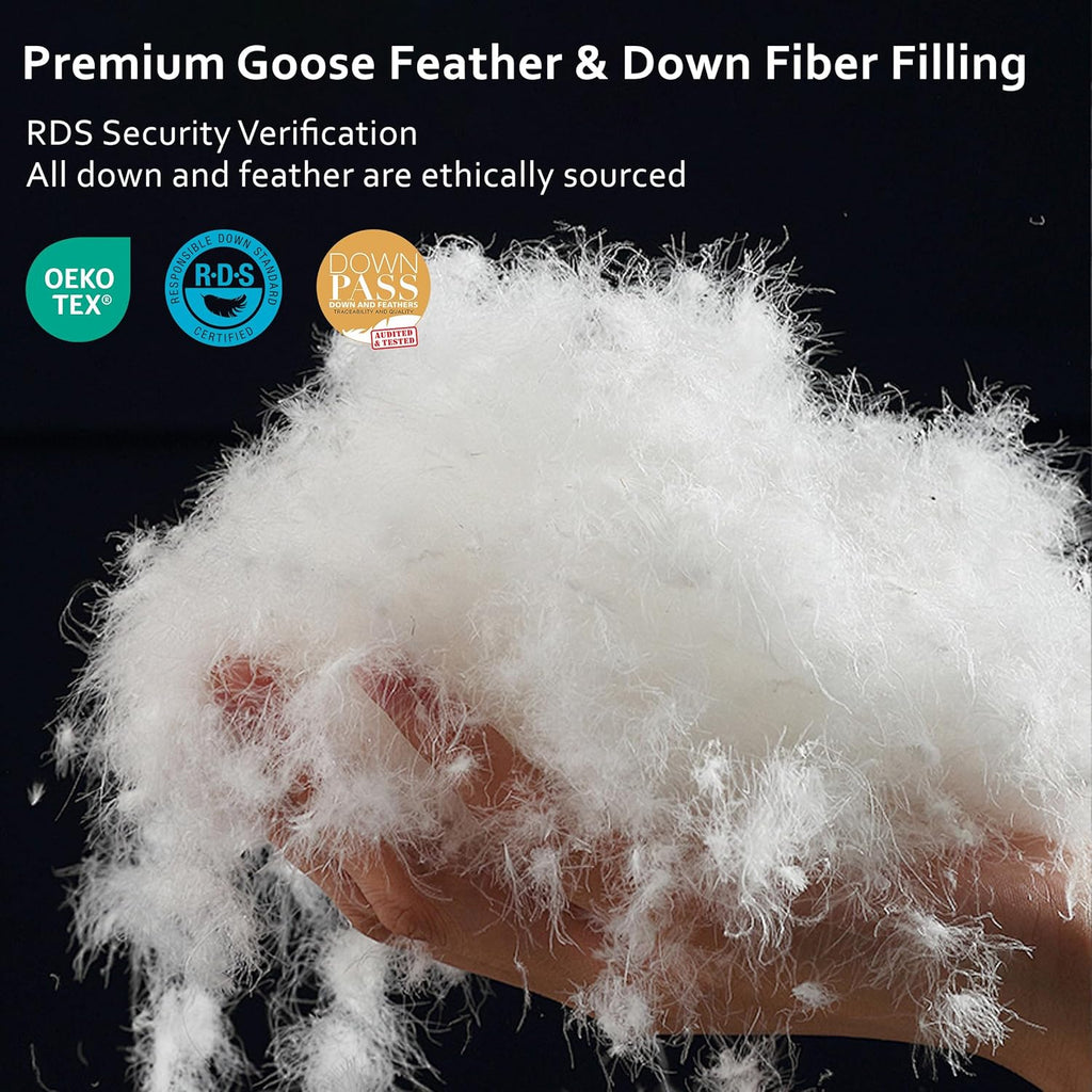 Luxury Goose Down Comforter Queen, Ultra-Soft Fluffy Duvet Insert for All Season
