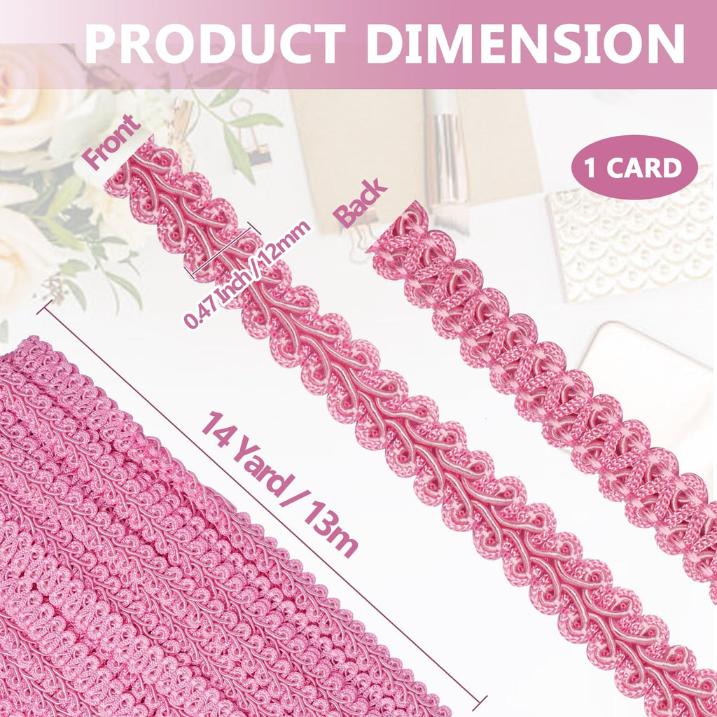 1/2 Inch Pink Gimp Braid Trim - 14 Yards