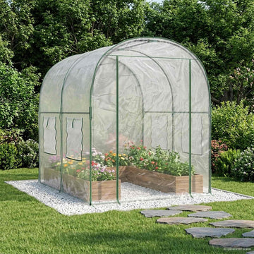 Portable Greenhouse for Outdoor Garden, PVC Plant Growing Cover with Powder-Coated Steel Frame, 62.99 x 78.74 x 75.79